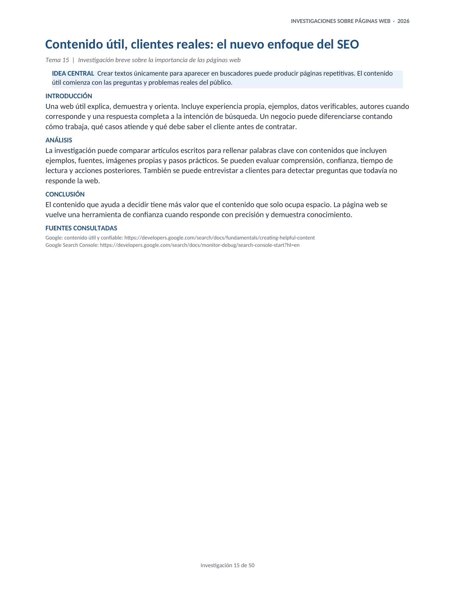 Portada de la investigación 15: Contenido útil, clientes reales: el nuevo enfoque del SEO