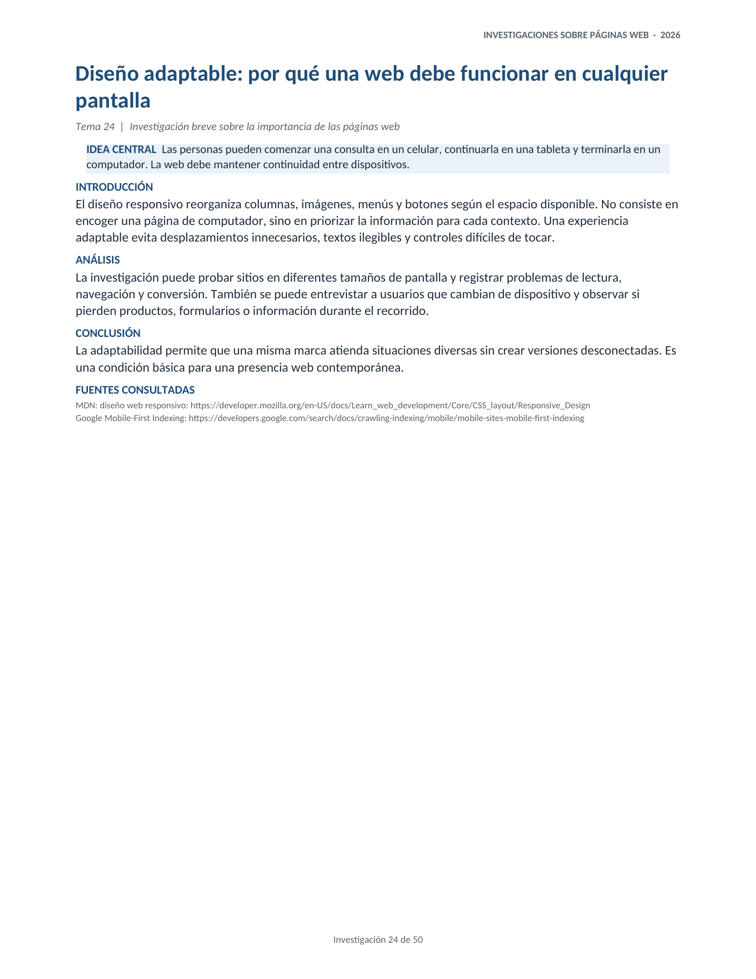 Portada de la investigación 24: Diseño adaptable: por qué una web debe funcionar en cualquier pantalla