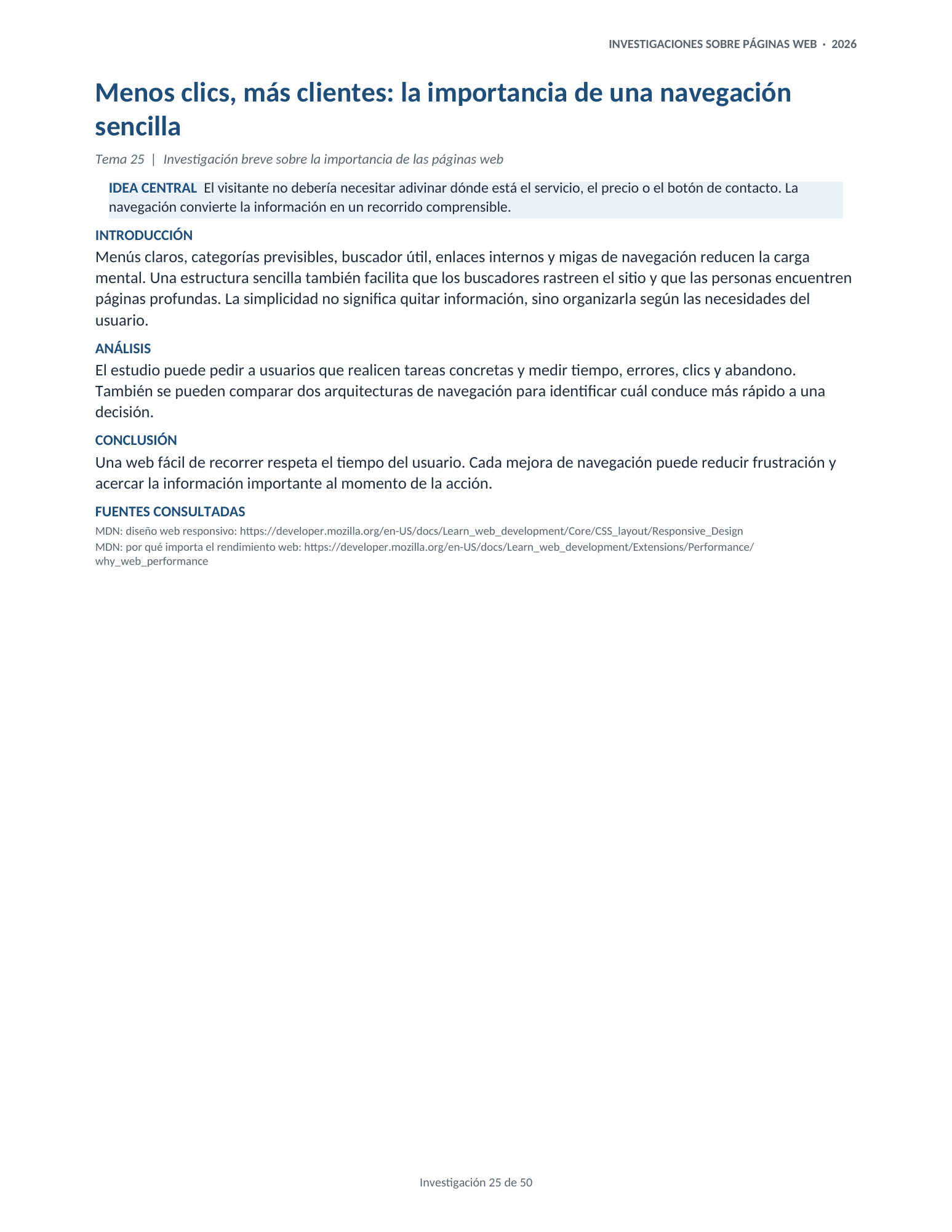 Portada de la investigación 25: Menos clics, más clientes: la importancia de una navegación sencilla